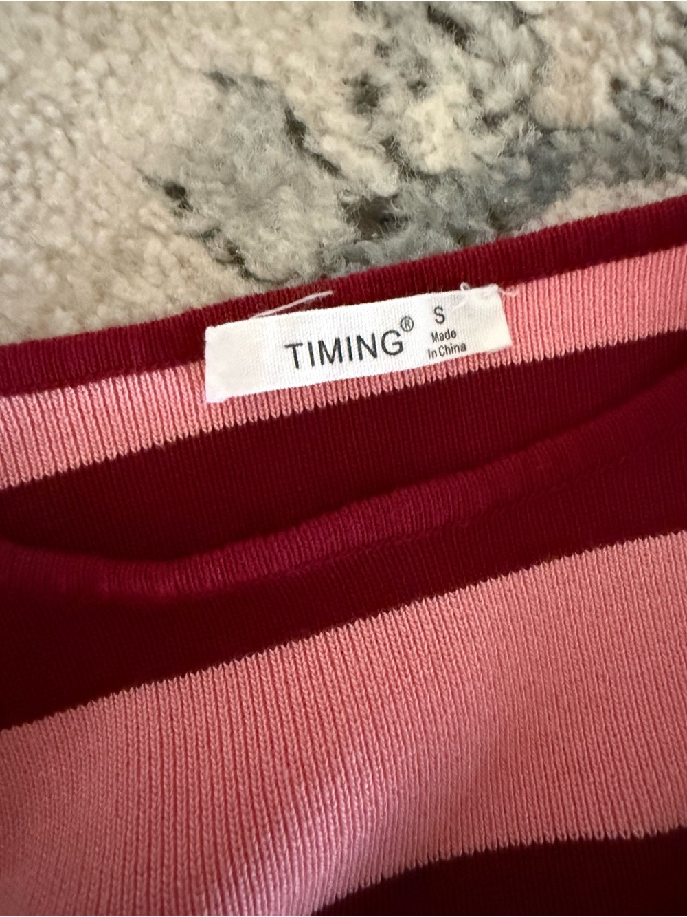 Timing Pink and Burgundy Striped Long Sleeve Crop Top - Picture 3 of 3
